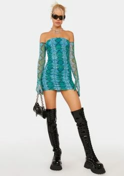AFRM Teal Snake Danni Mini Dress