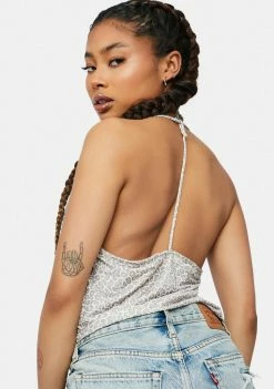 AFRM Femme Leopard Yeva Cowl Bodysuit Printed Bodysuit